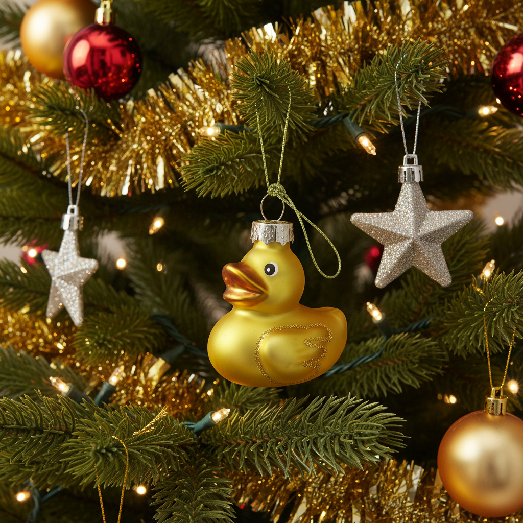 Yellow Bath Duck Christmas Ball