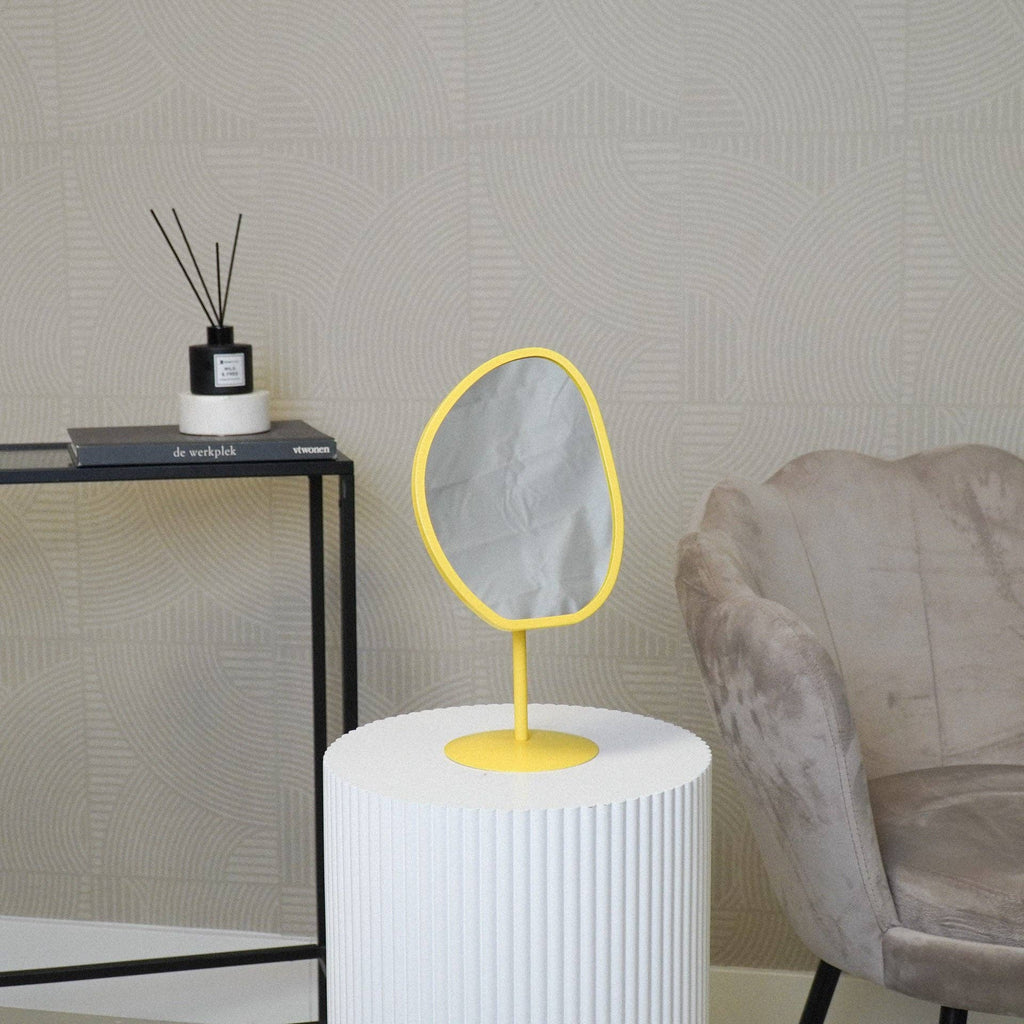 Miroir - Organique - Métal - Jaune Néon - 16,5x12x31,5cm | Designproducten en originele cadeaus