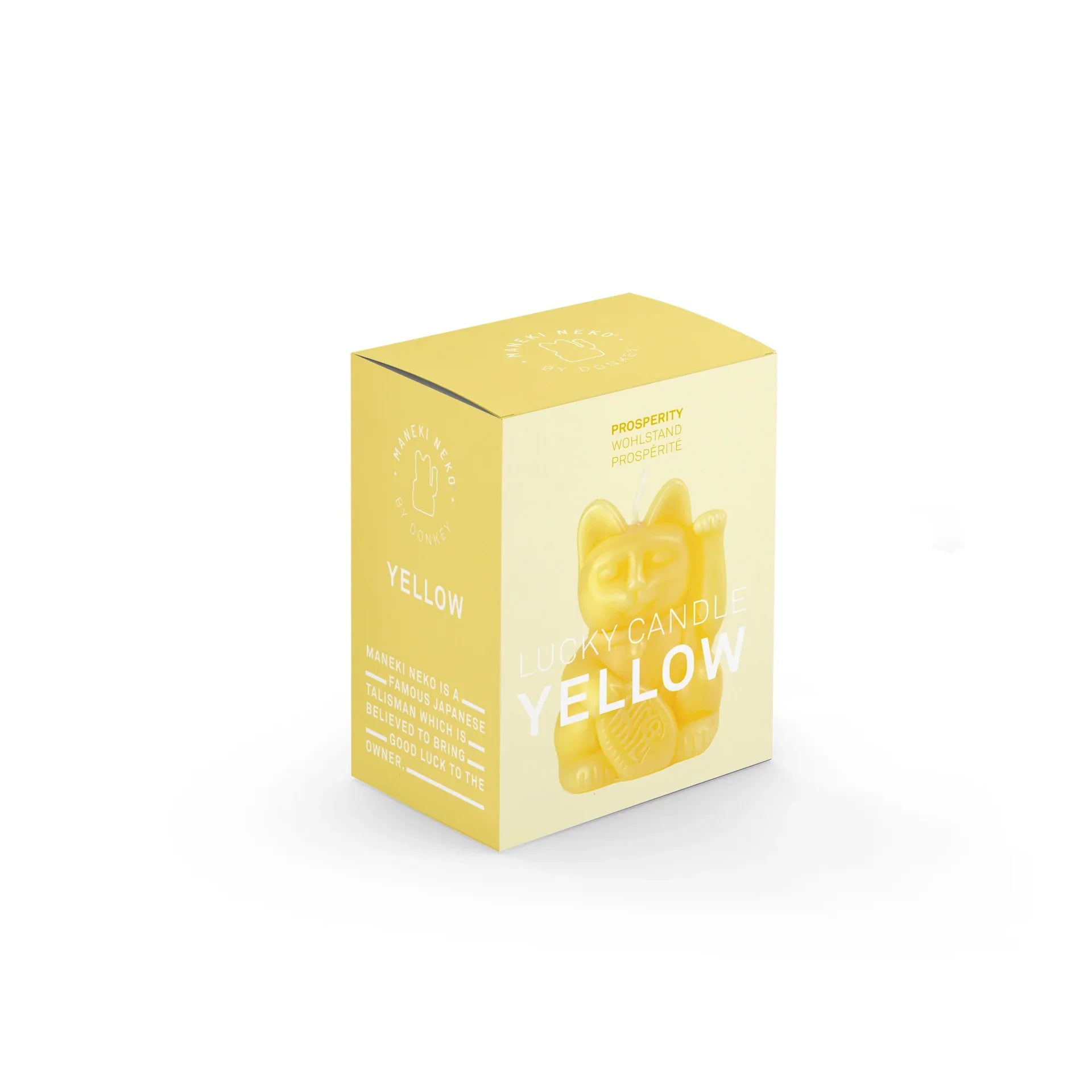 Oggetto regalo di design – bougie chat chanceux jaune donkey