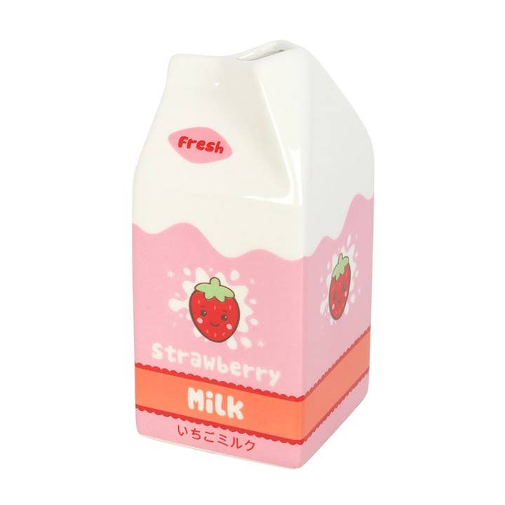 Strawberry Milk Carton Vase