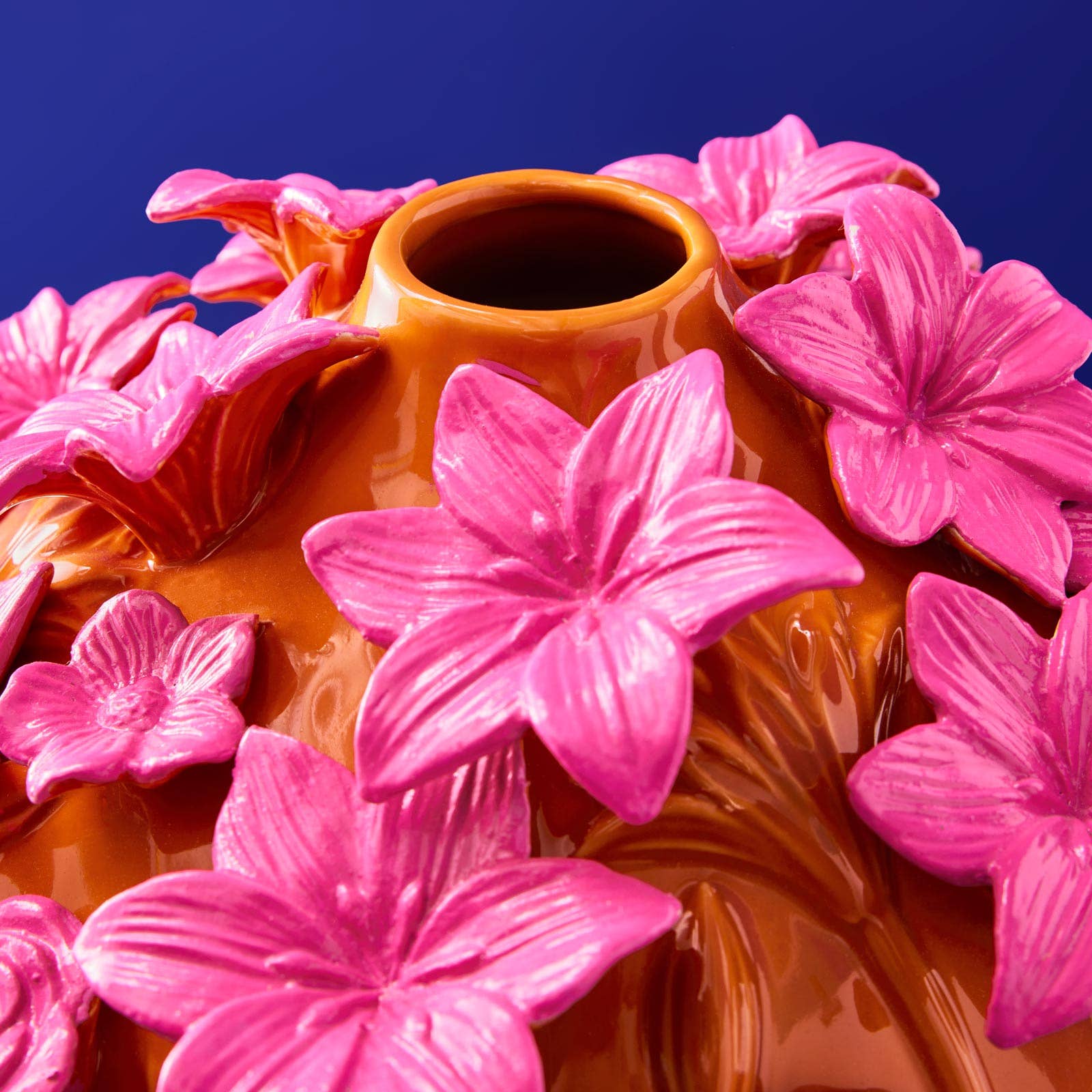Vase Verano, Grès Orange/Rose, 34 x 29,5 cm