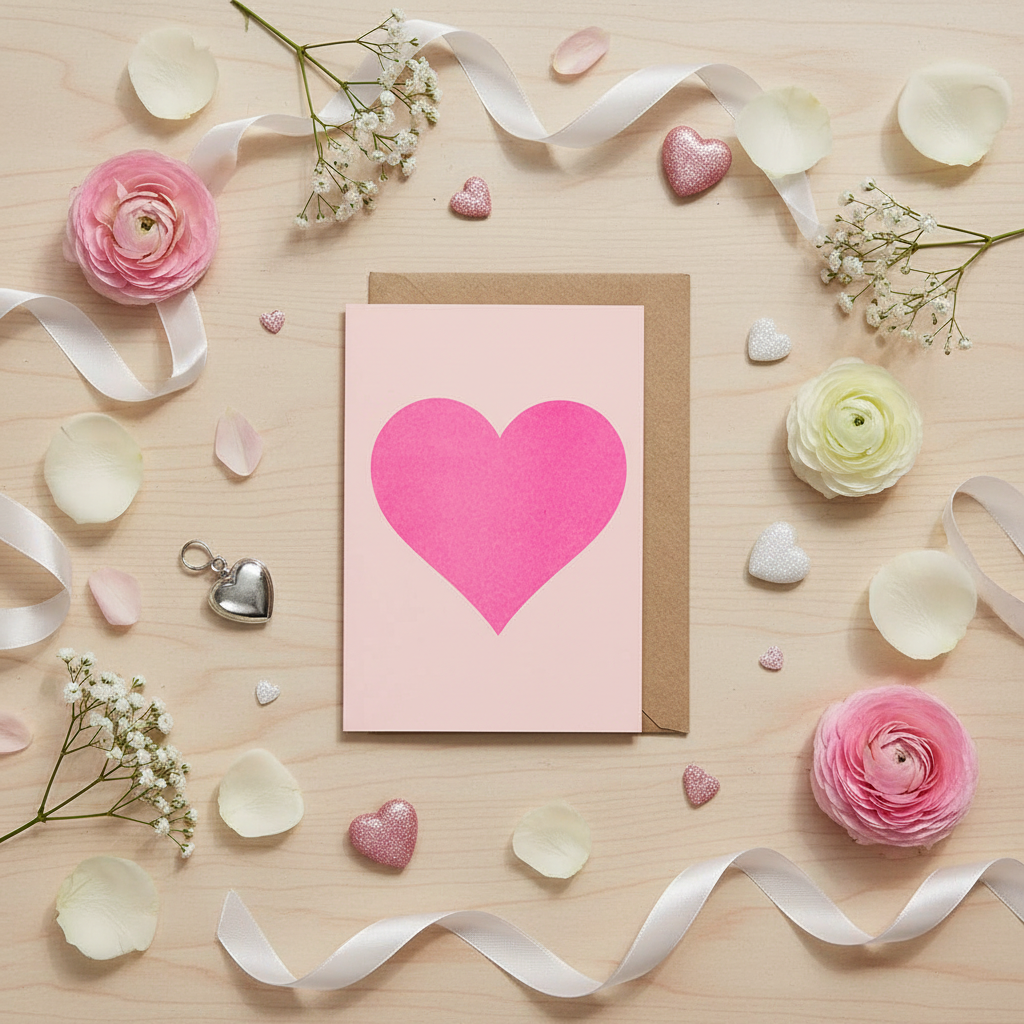 Carte St Valentin - Cœur Rose | Oggetti di design e regali originali