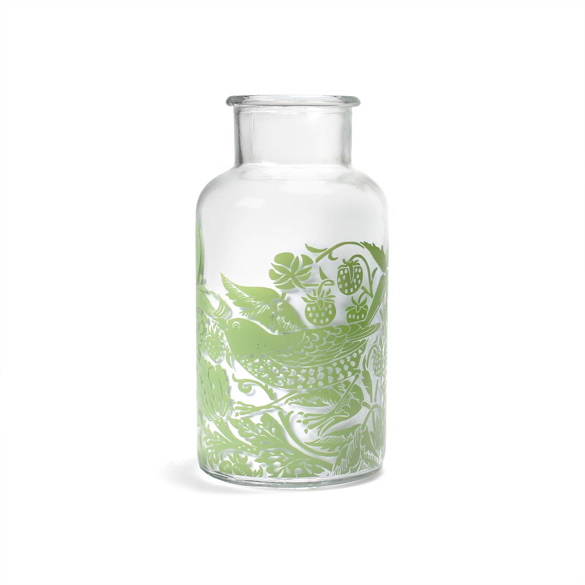 Vase William Morris - en verre Strawberry Thief Sage vert