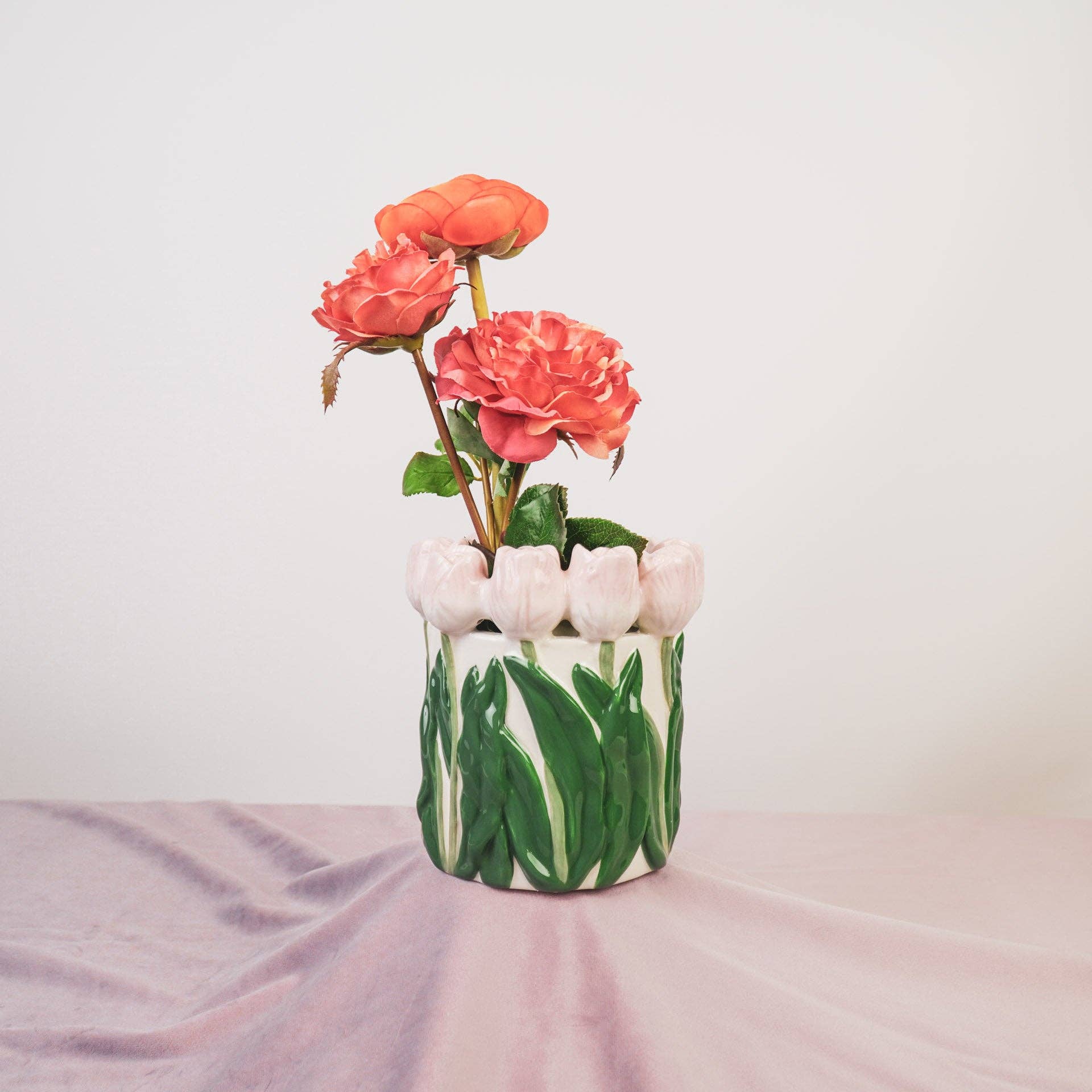 Vase Tulipes - Rose clair/Vert | Designproducten en originele cadeaus