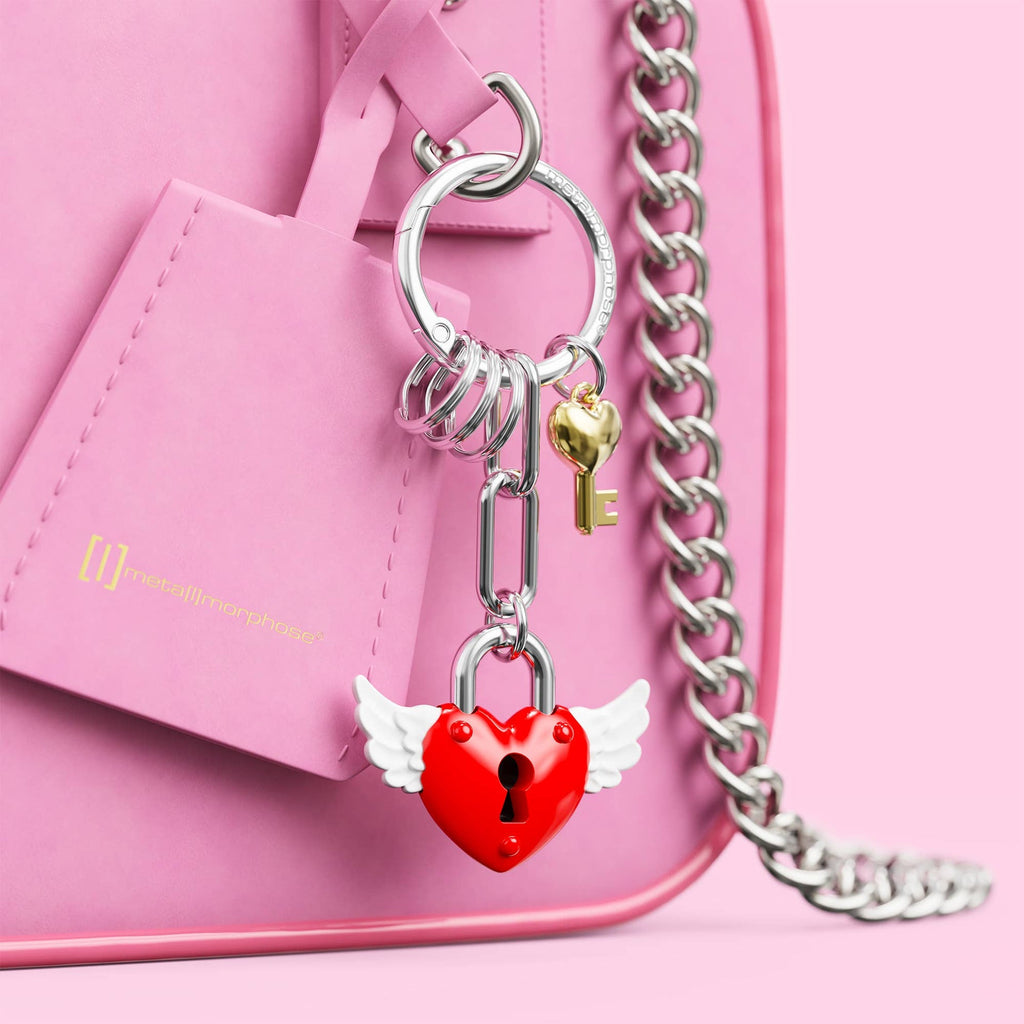 Porte-clés charms Cadenas cœur rouge