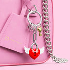Porte-clés charms Cadenas cœur rouge