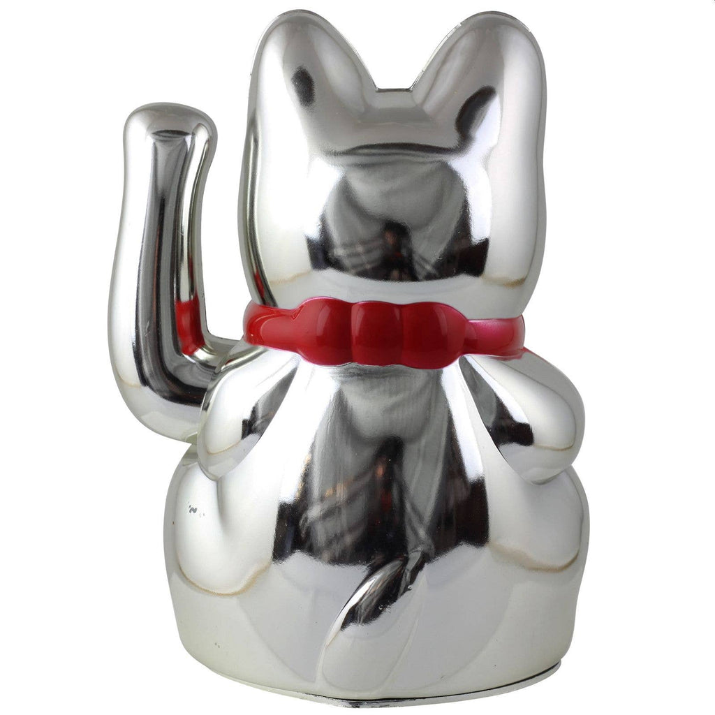 Chat chanceux argenté 15cm