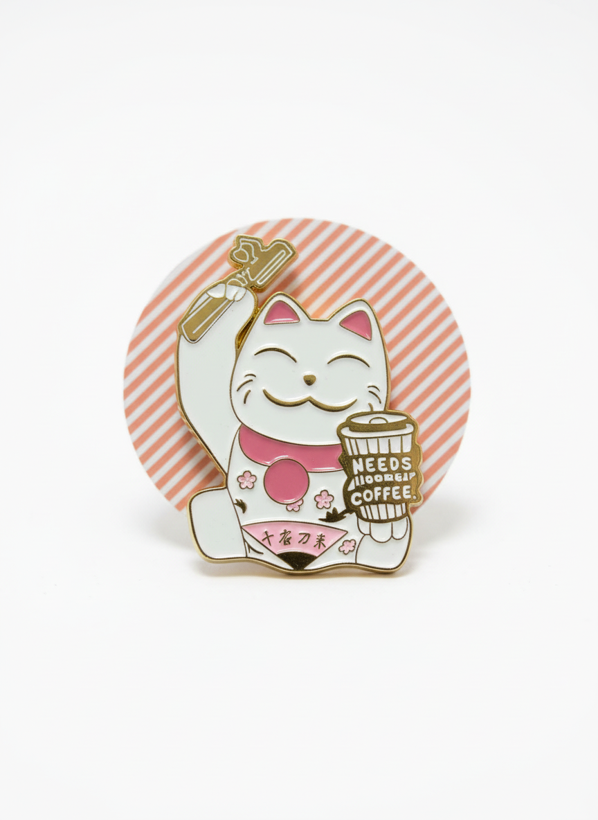 Pin's Chat Chanceux « Needs Coffee » | Objetos de diseño y regalos originales