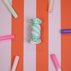 Bougeoir - Bonbon Toffee - Céramique - Menthe/Lilas - 7,5x7,5x13 cm