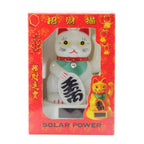 Chat chanceux solaire blanc 12cm
