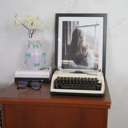 Vase - Flower Vase with Ribbons - Lilac/Mint - 14x14x19cm