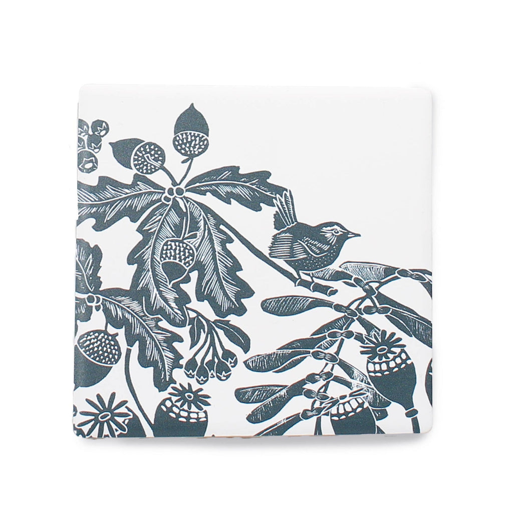 Sous-verres en céramique Woodland Acorn Bird Navy