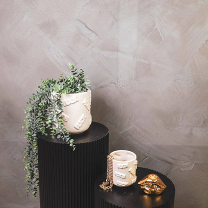 Pot - 'MERDE' - Céramique - Beige - 17,5x17,5x17,5cm