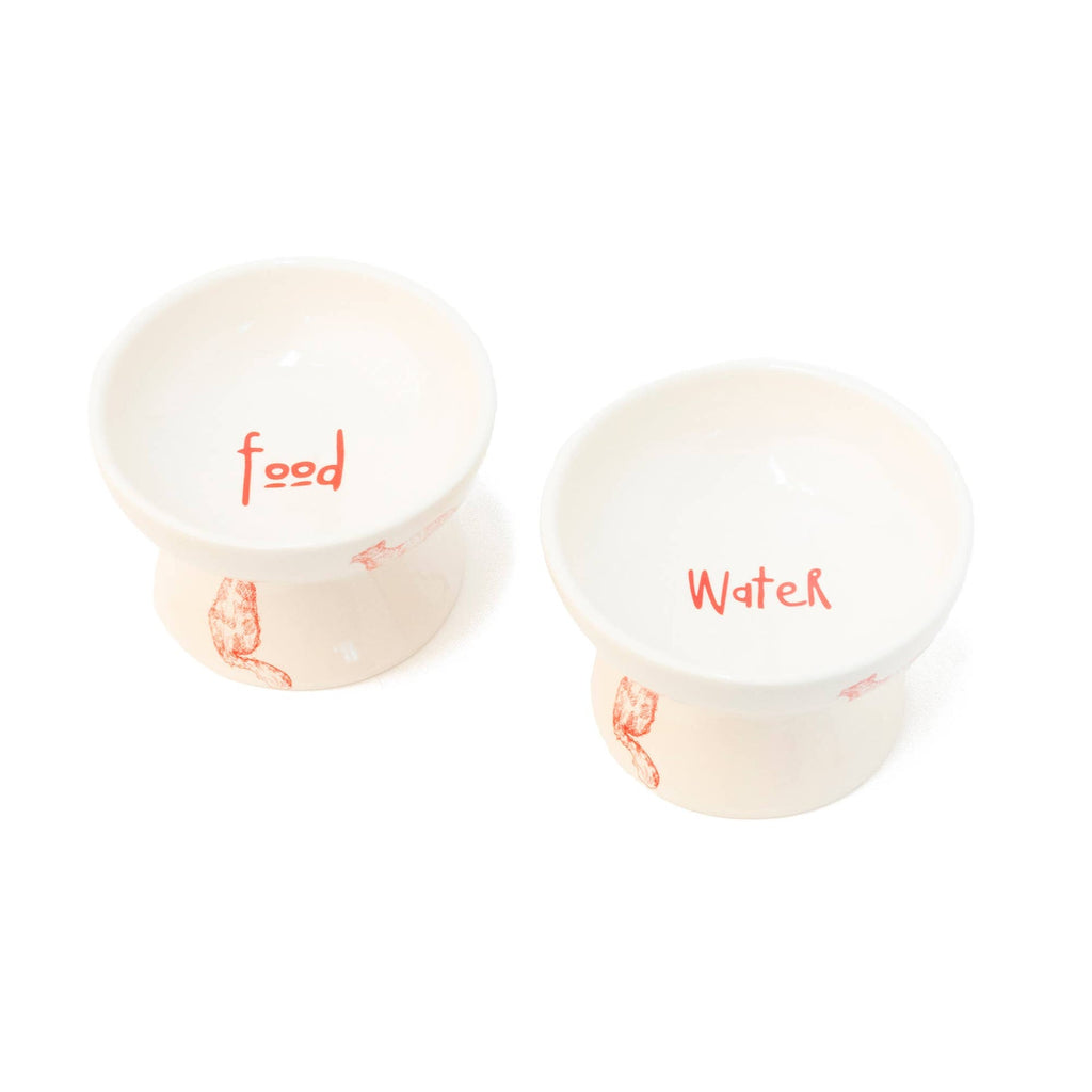 Distributeur de Nourriture pour Chat Surélevé Blanc Peint à la Main Helio Ferretti Vue 1