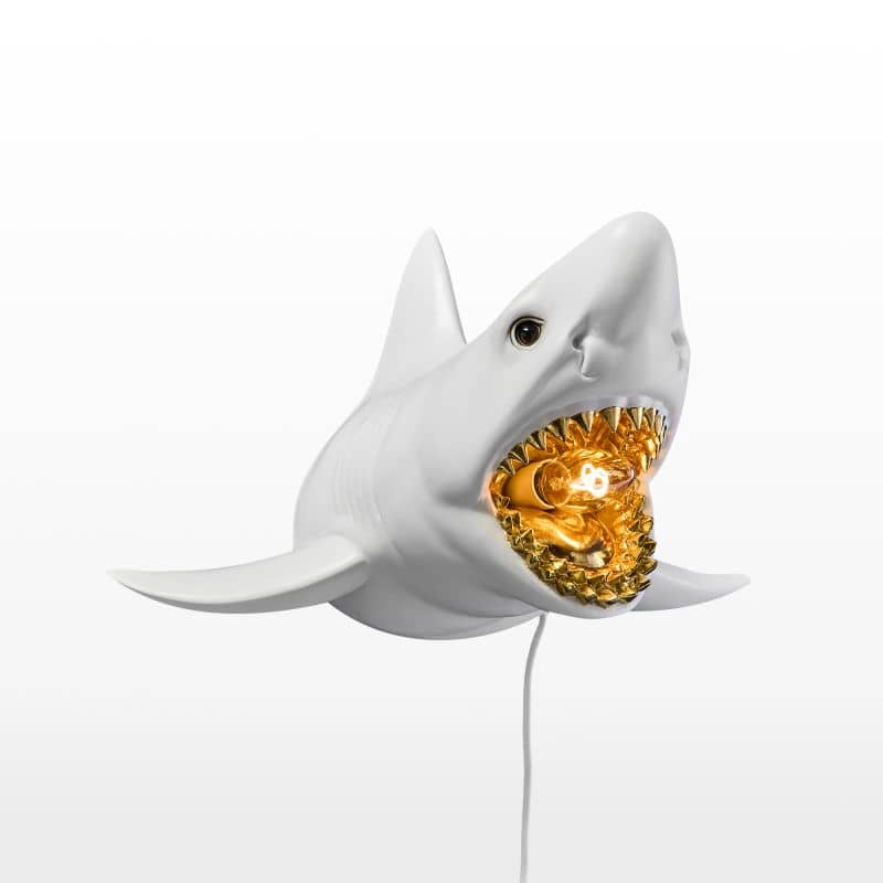 Hai Sharky Hai-Wandleuchte, Weiß/Gold