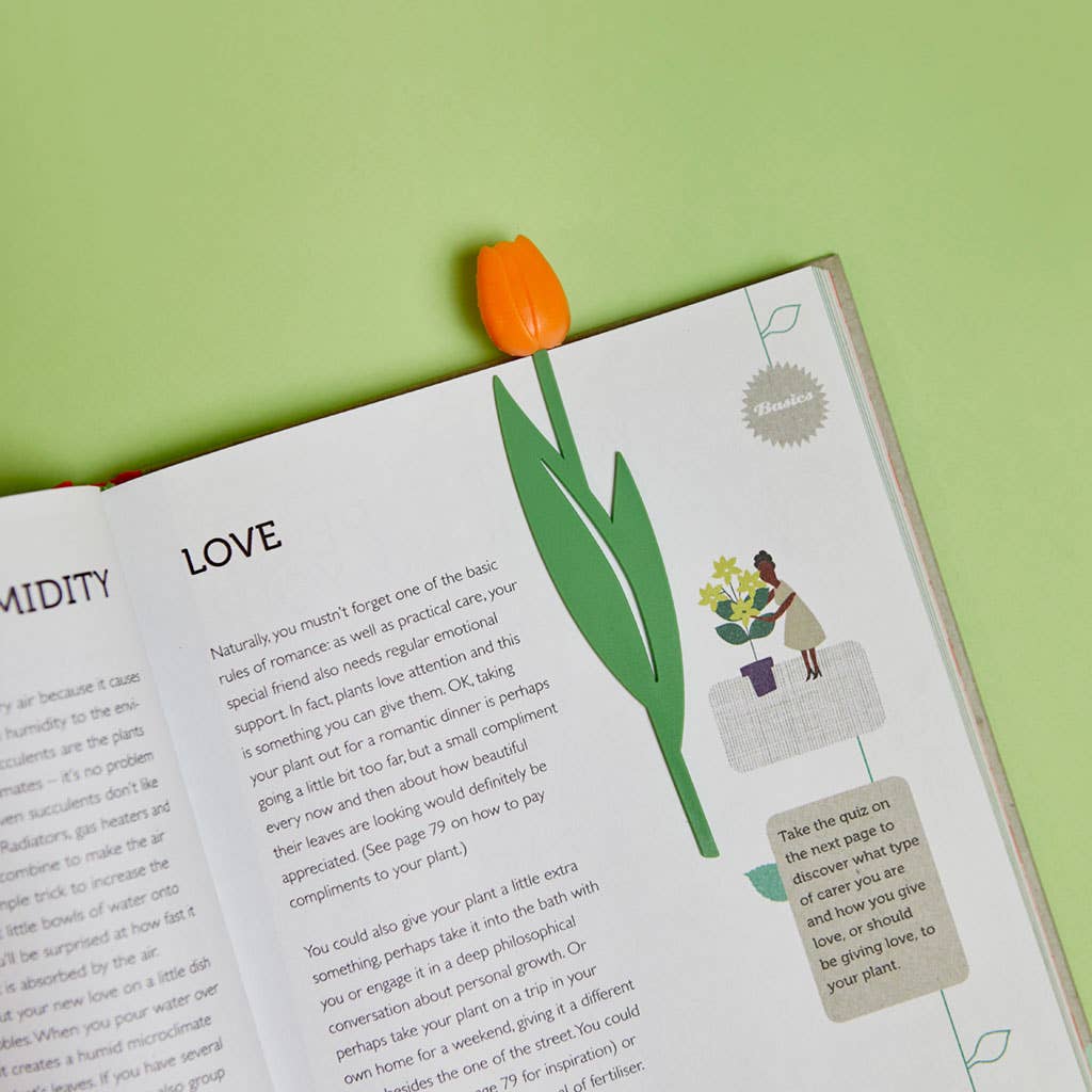 Lesezeichen mit orangefarbenem Tulpenmotiv