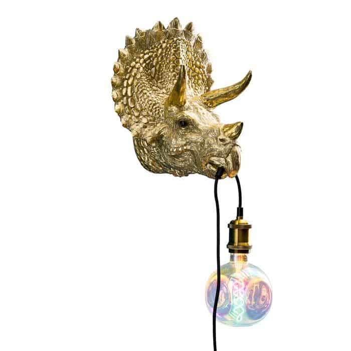 Wandleuchte Triceratops Cera Gold, Kunstharz, 31,5 x 28,5 cm