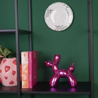Ornement - Statue de chien ballon - Céramique - Rose métallique - 20x9x19 cm