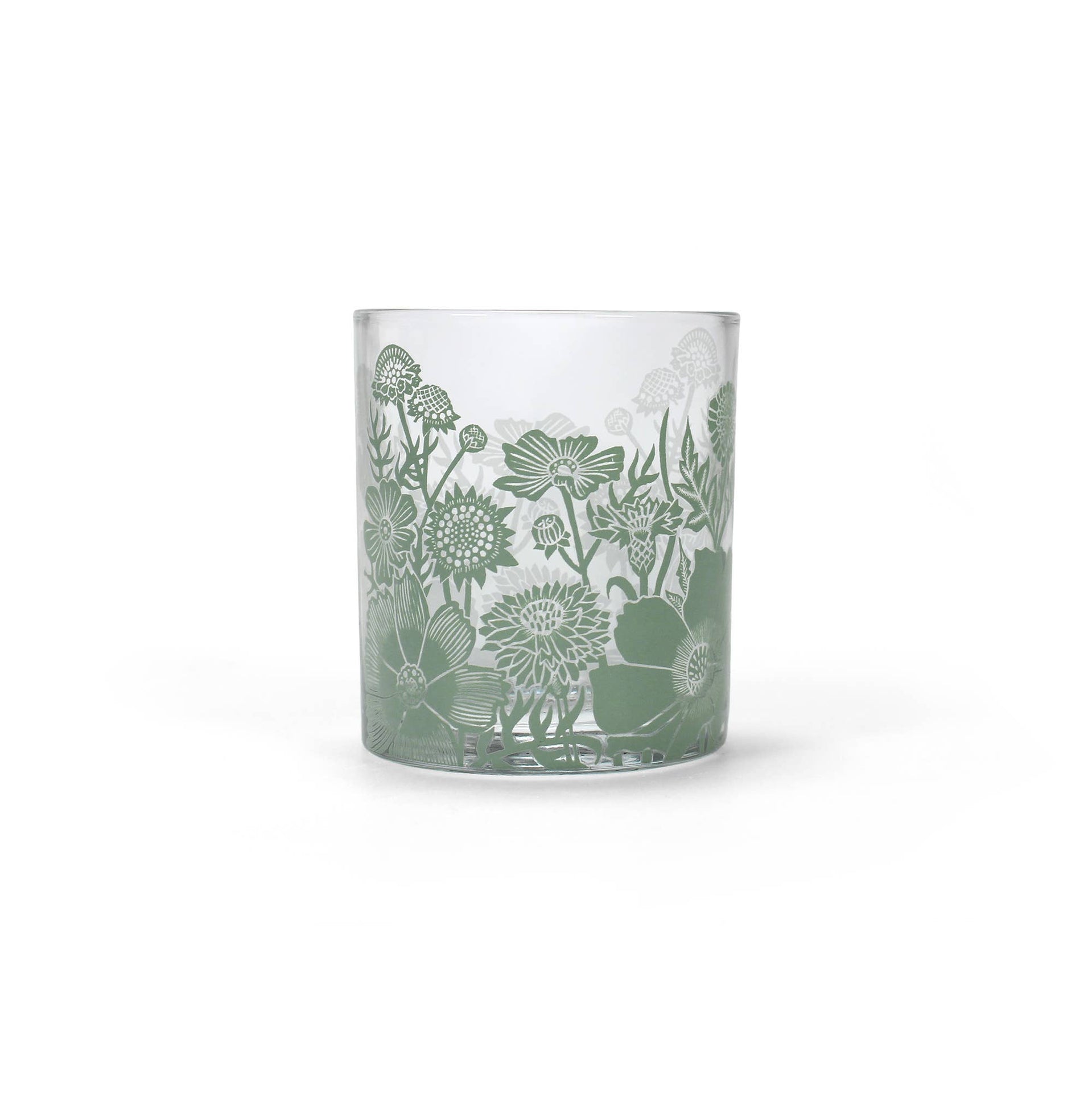 Glasbecher Woodland – grüne Blüten