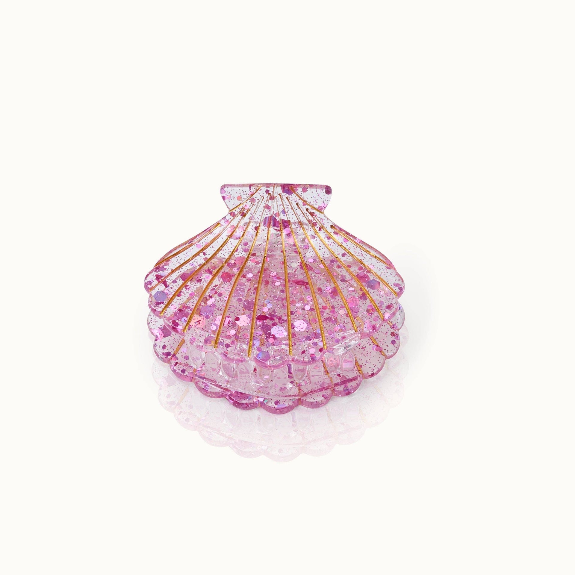 Glitzernde rosa Muschelhaarspange