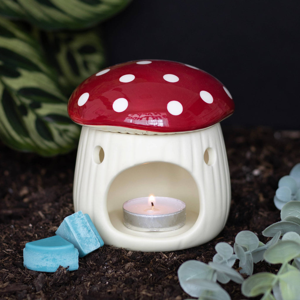 Brûleur d'huile en forme de champignon rouge