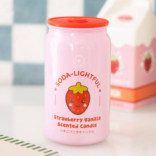 Bougie en forme de Canette parfumée fraise‑vanille