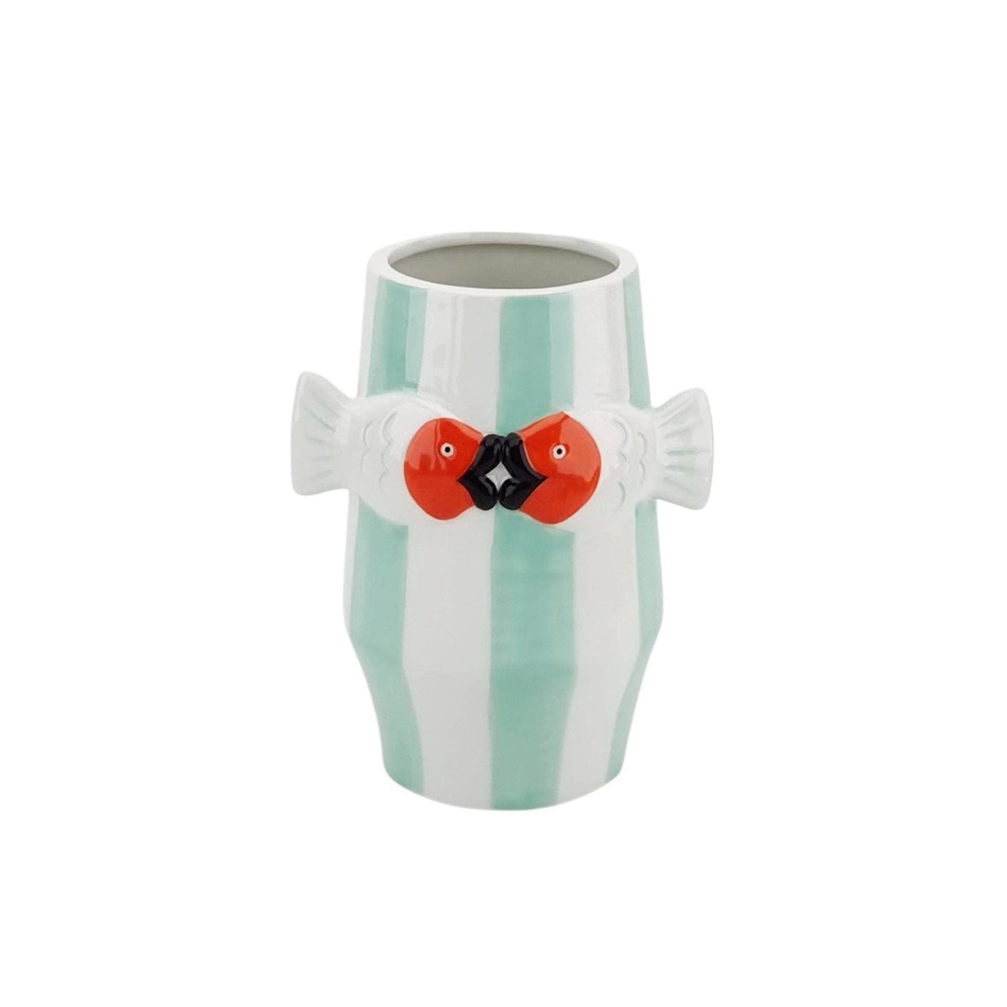 Vase - Fish-Mint/White/Orange Flower Vase - 14x11.5x18.5cm