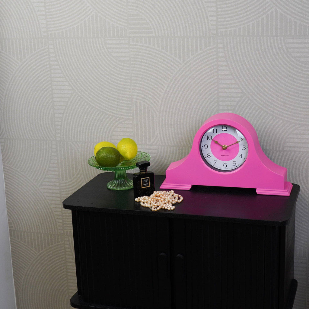Horloge - Pendule de cheminée - Rose néon - 36x8,5x20 cm