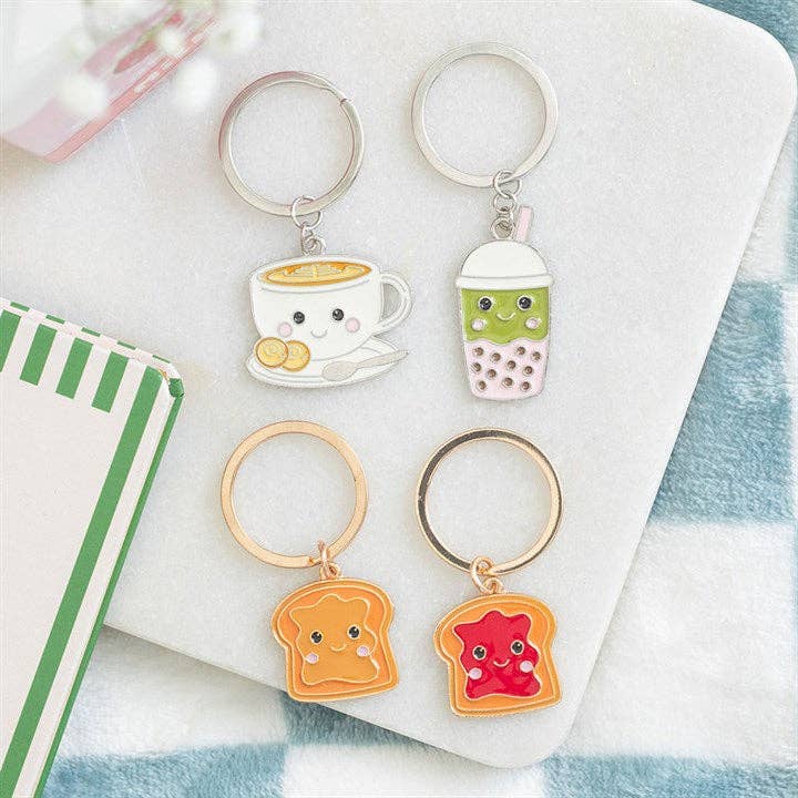 Ensemble de 2 porte-clés d'amitié Kawaii beurre de cacahuète et confiture