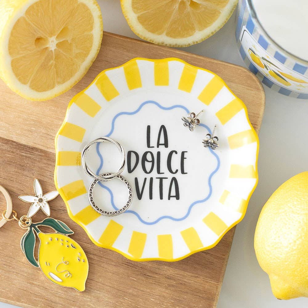 "La Dolce Vita" Striped Yellow Trinket Dish