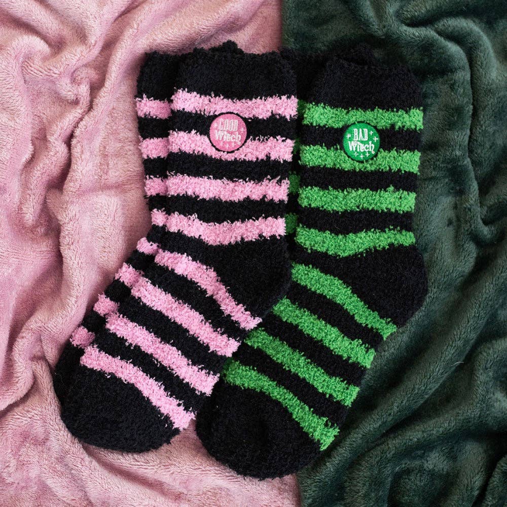 Set of 2 pairs of Good Witch and Bad Witch socks