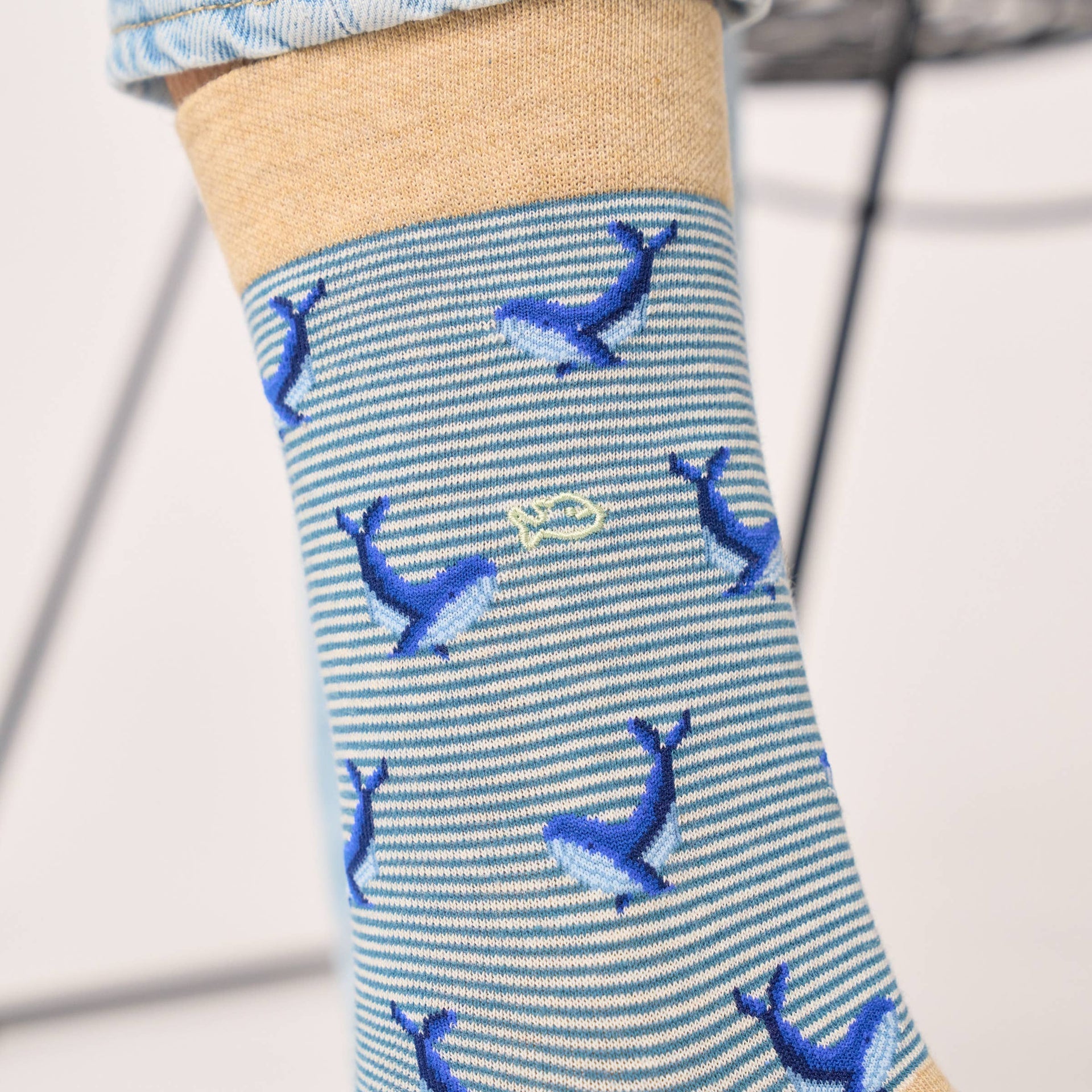 Chaussettes en coton peigné animaux - Baleine