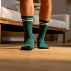 Chaussettes Retro - Vert canard, rayé beige | Design e regali originali