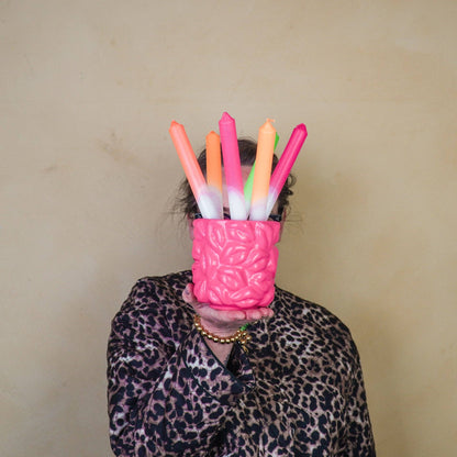 Pot - Bisous - Céramique - Rose Néon - 11x11x11,5cm