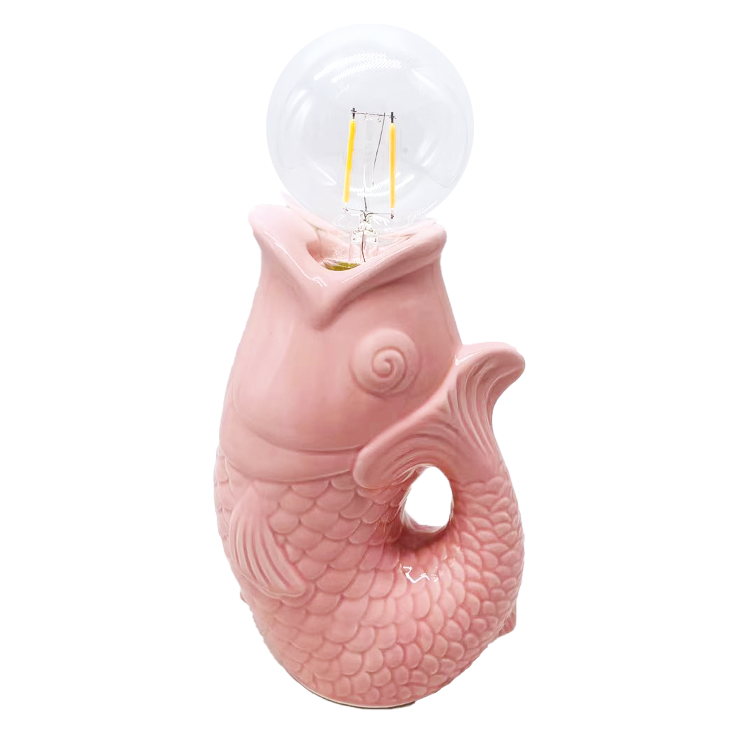 Déco LED poisson rose à piles L13,5 P8,2 H27cm