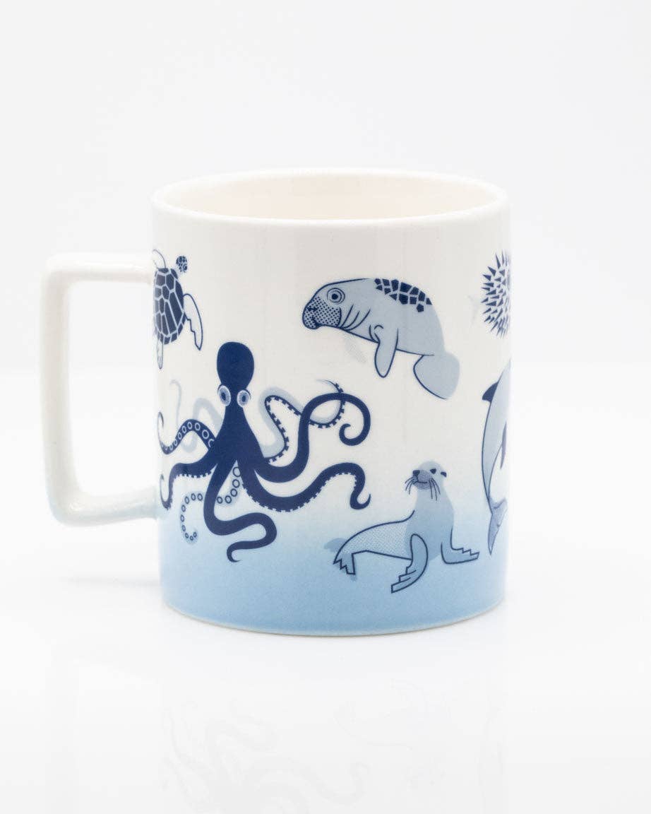 Regalo de diseño – Mug Rétro Marine Life (350 ml) – produit scientifique Cognitive Surplus EU, vue 2