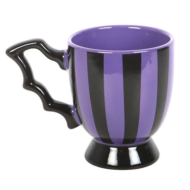 Tasse à Thé Rayée Violet & Noir – Anse Aile de Chauve-Souris | Design e regali originali
