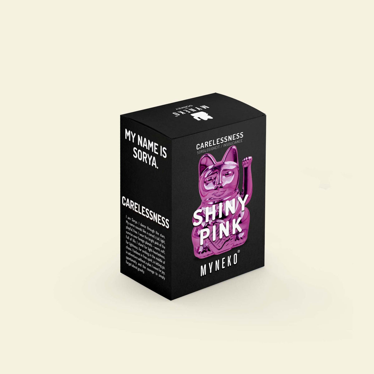 Vue du produit : Mini Chat Chanceux Rose Brillant “Sorya” – Donkey Products