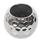 Vase boule à facettes argentée