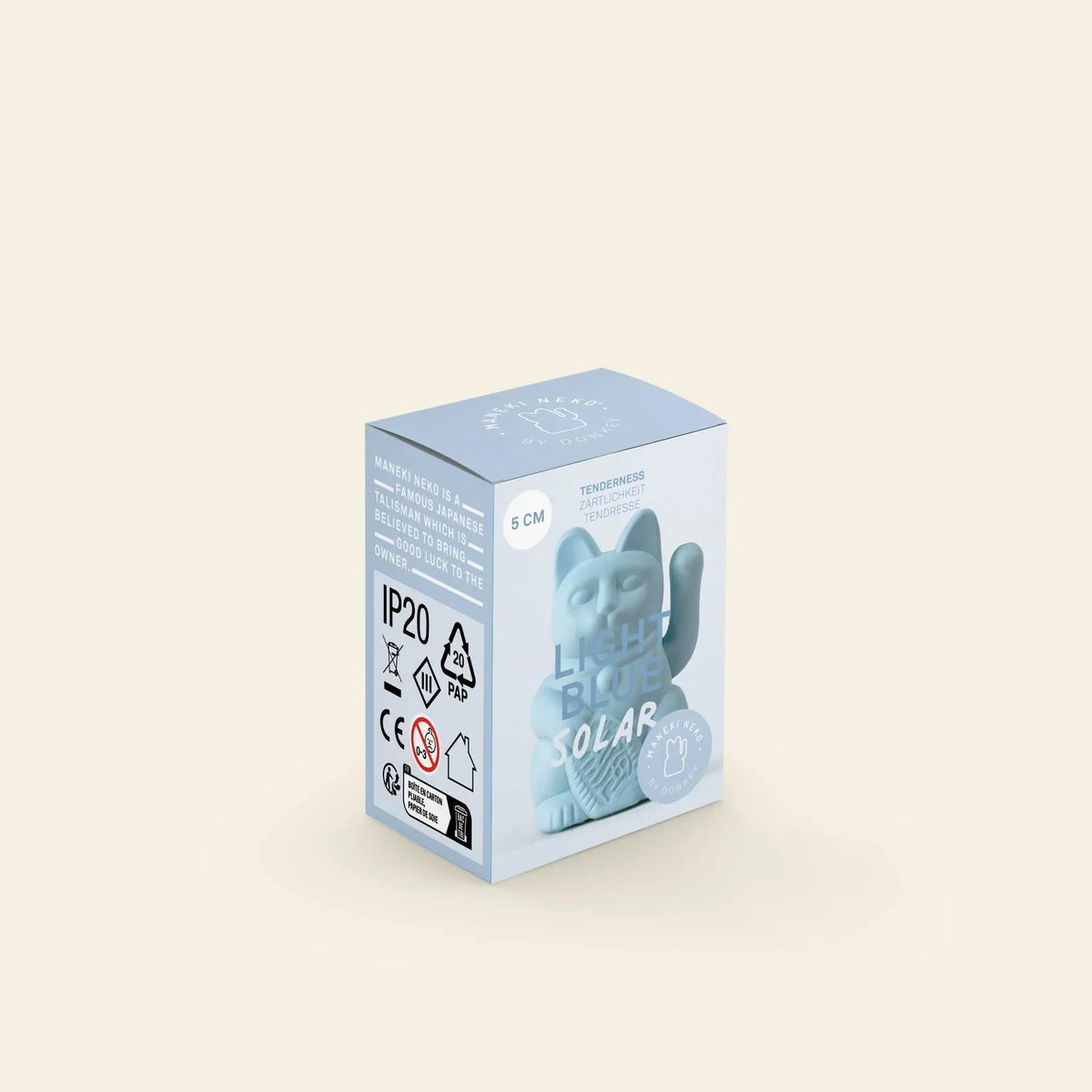 Vue du produit : Mini Chat Chanceux Solaire Bleu Clair – Donkey Products