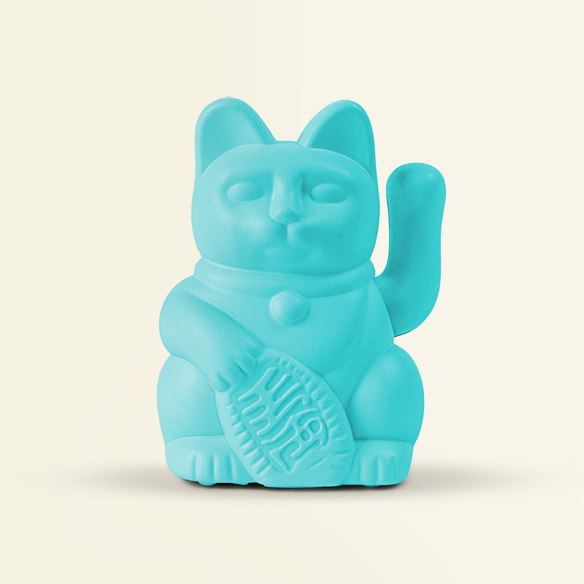 Vue complémentaire : Mini Chat Chanceux Solaire Turquoise « Miko » – Donkey Products