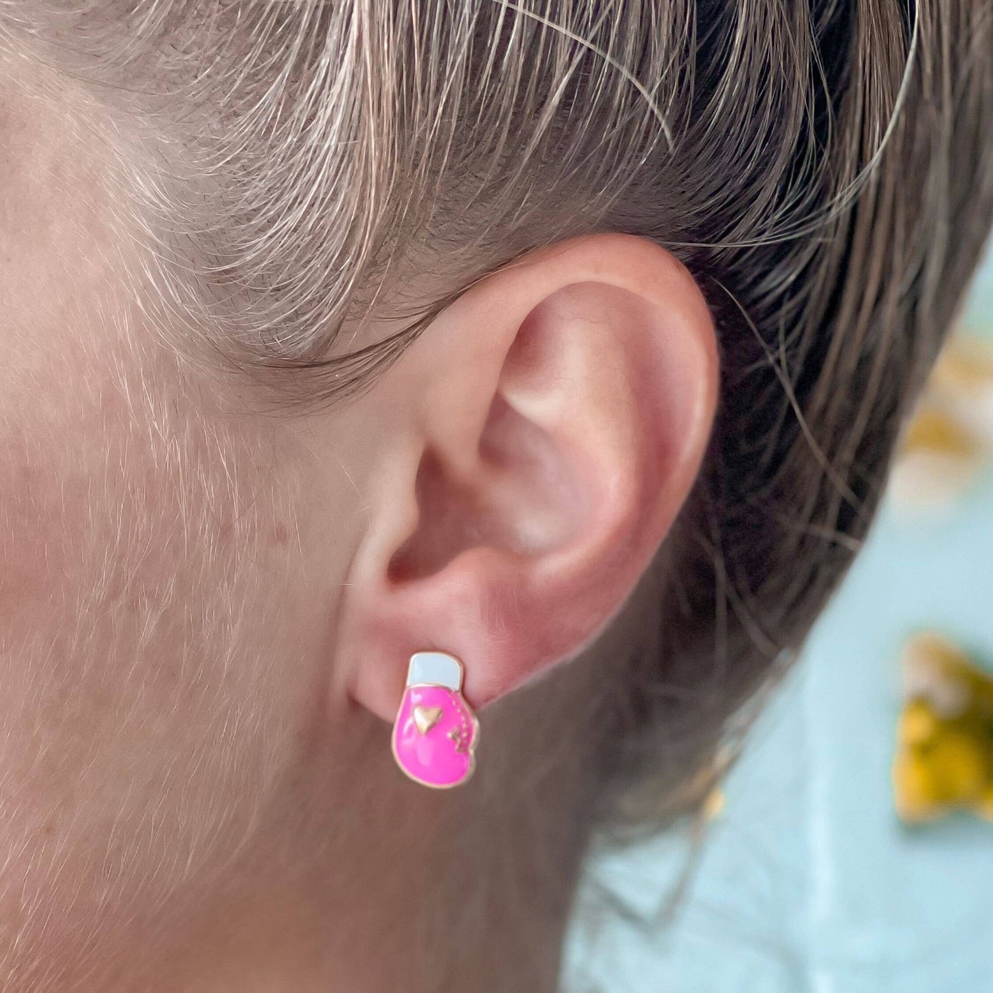 Roses Boxing Enamel Stud Earrings