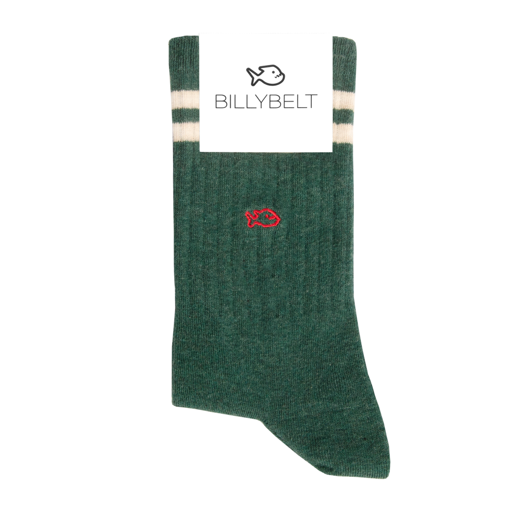 Chaussettes Retro - Vert canard, rayé beige | Design e regali originali