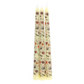 Set mit 3 cremefarbenen Kerzen mit floralem Folk-Muster