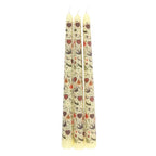 Set mit 3 cremefarbenen Kerzen mit floralem Folk-Muster