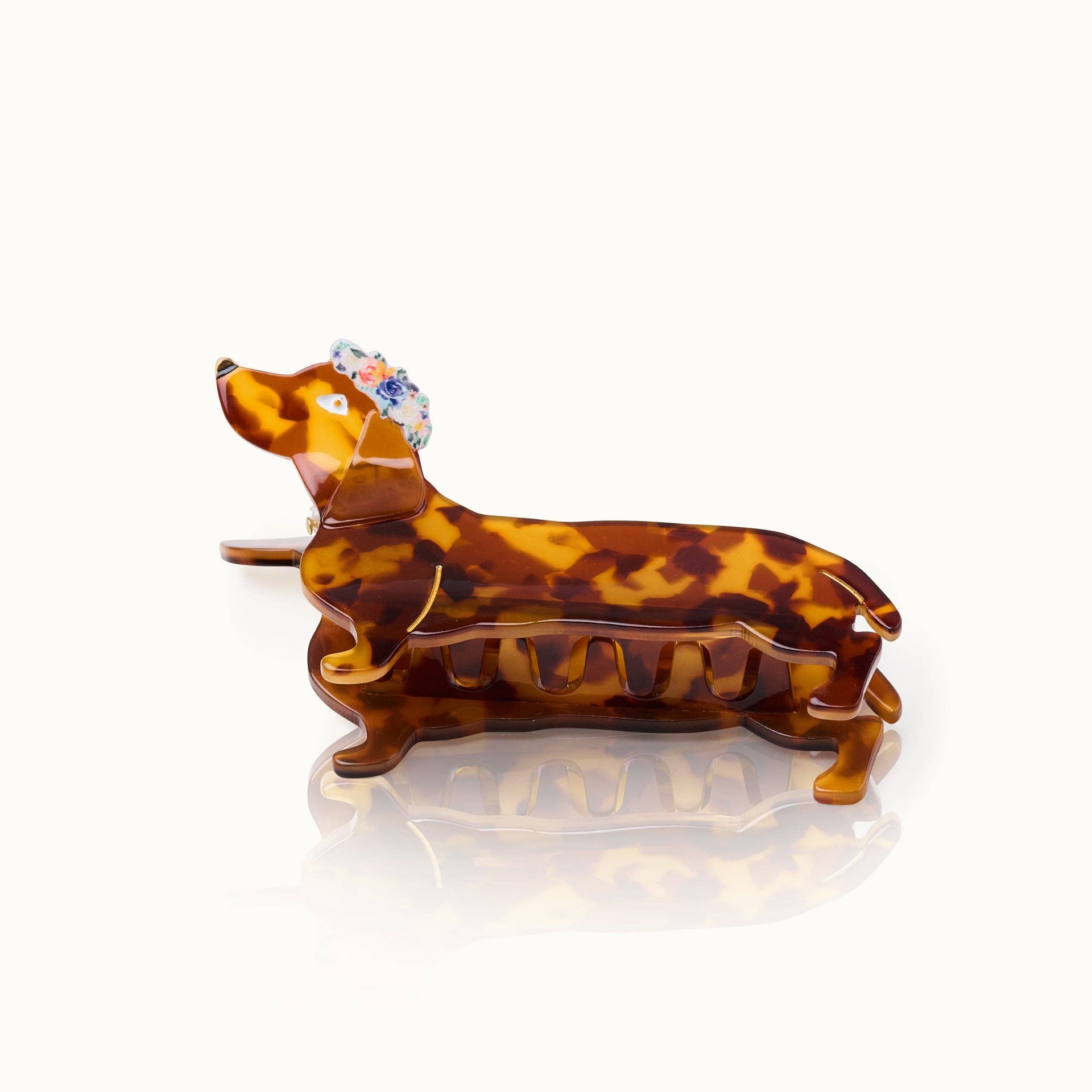 Dackel-Haarspange, Blumenkranz