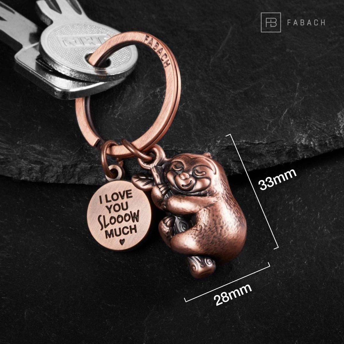 Lazy keychain "I love you slooow much" "Dreamy" with engraving - Cute lucky charm