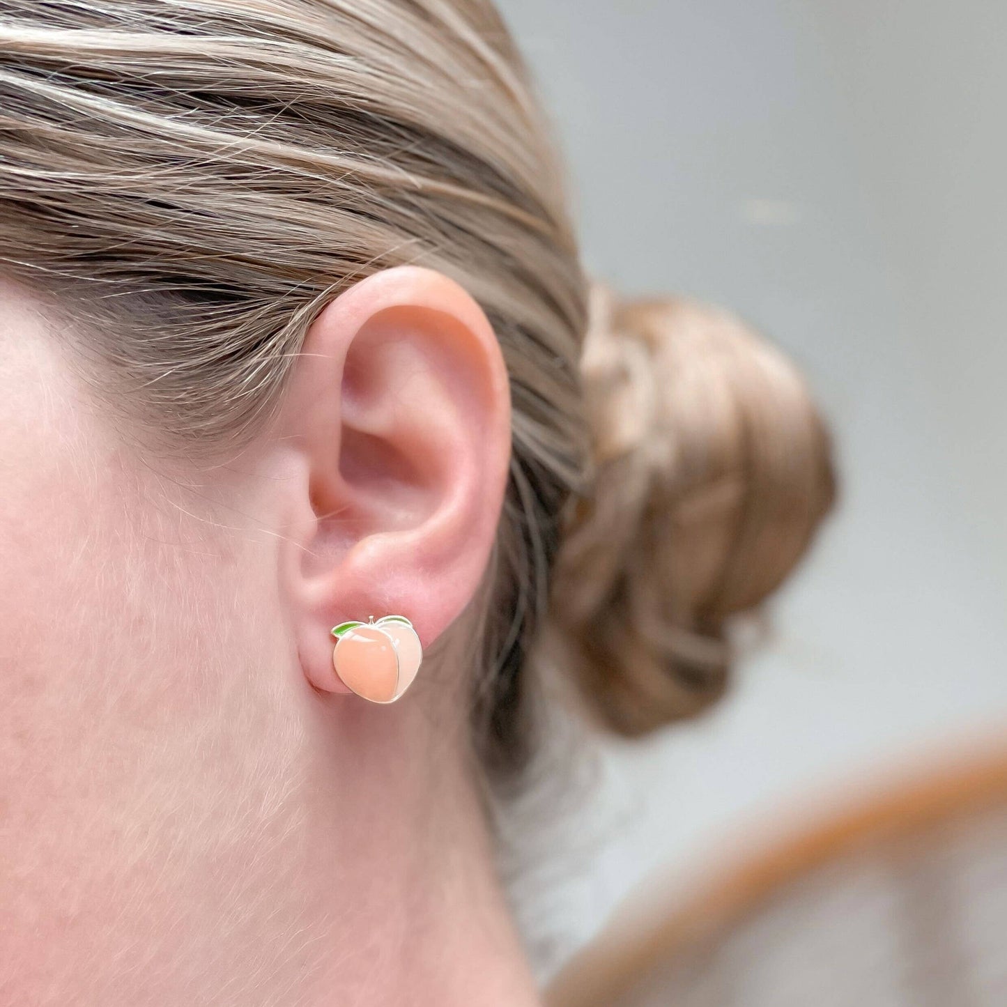 Peach enamel stud earrings