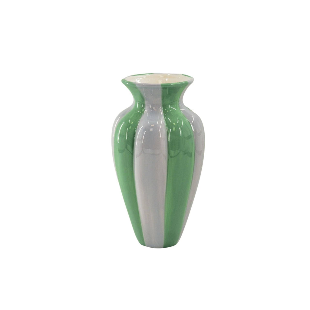 Vase à fleurs - Vase plissé - Céramique - Lilas/Vert - 16,5x16,5x29,5 cm | Objetos de diseño y regalos originales