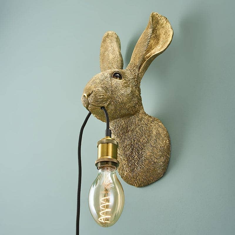 Hasi Wandleuchte, goldfarbenes Polyurethanharz, 22 x 19 x 46 cm